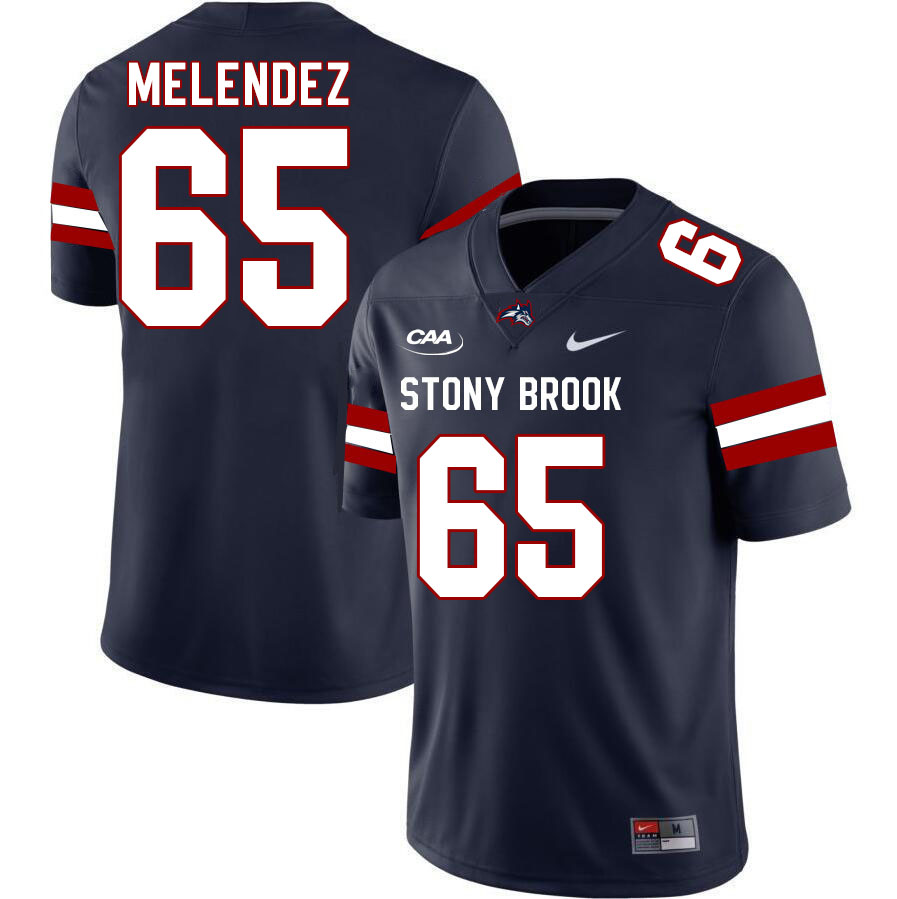 Stony Brook Seawolves #65 Kollin Melendez College Football Jerseys Stitched Sale-Navy